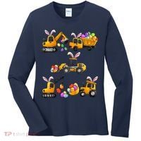 Easter day Bunny Construction Trucks Funny Boy Women's Long Sleeve Shirt thumb 0
