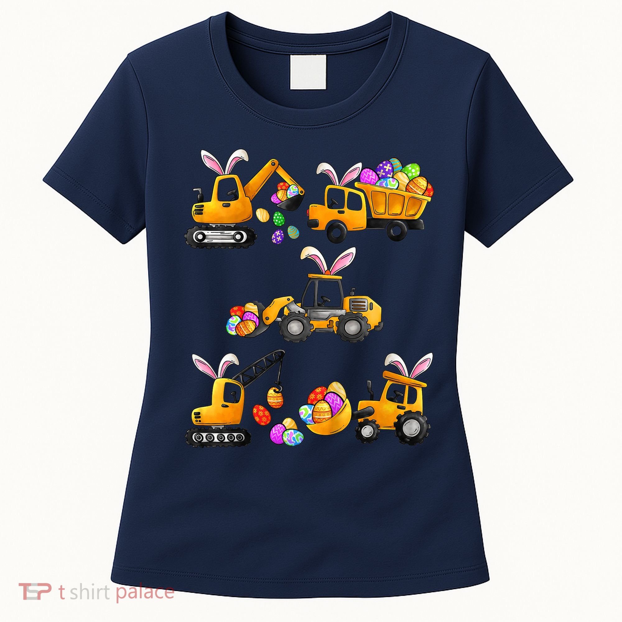 Easter day Bunny Construction Trucks Funny Boy Women's T-Shirt