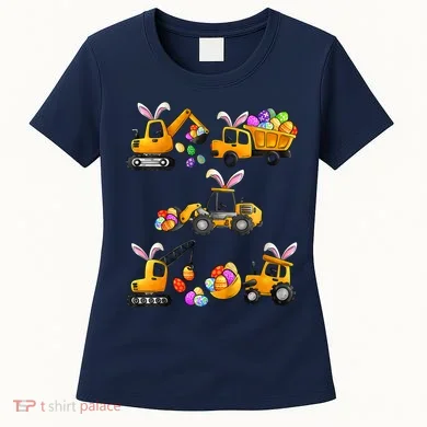 Easter day Bunny Construction Trucks Funny Boy Women's T-Shirt
