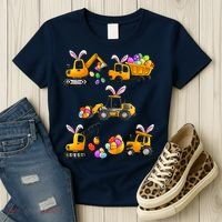 Easter day Bunny Construction Trucks Funny Boy Women's T-Shirt thumb 3
