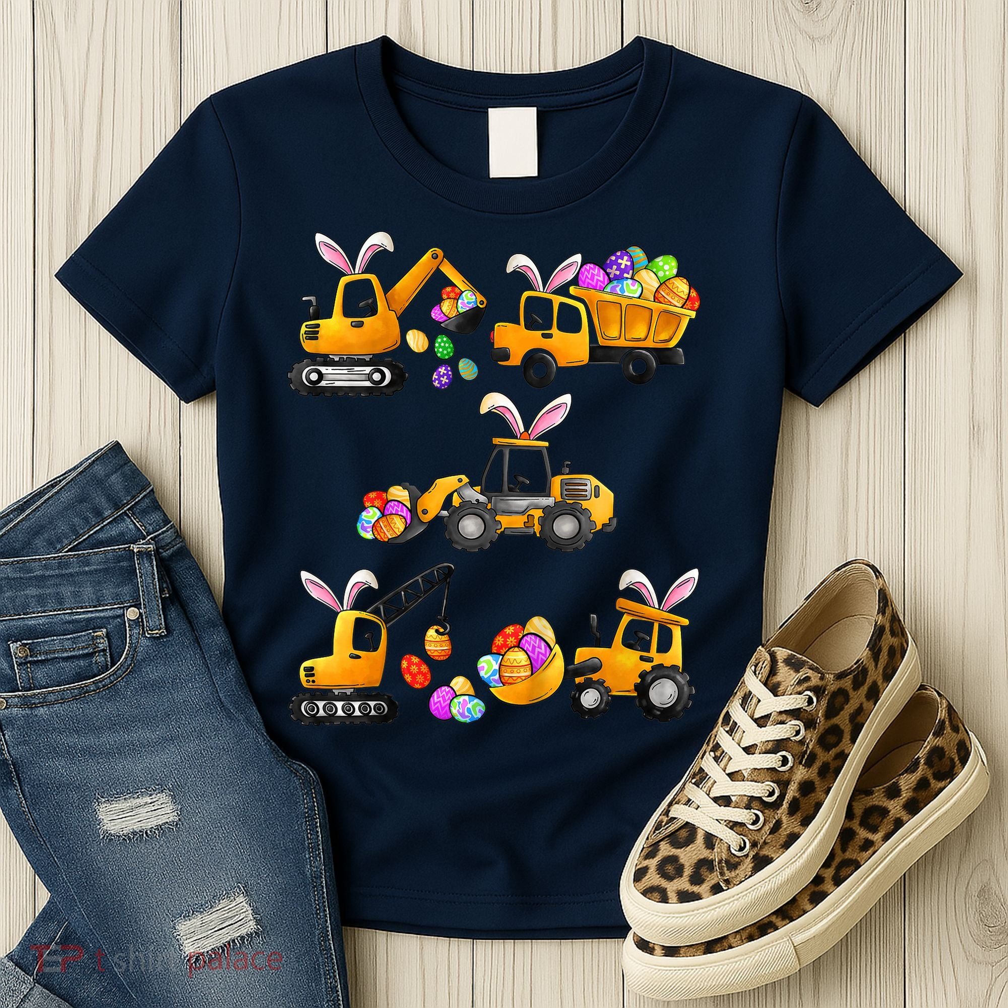 Easter day Bunny Construction Trucks Funny Boy Women's T-Shirt