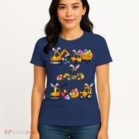 Easter day Bunny Construction Trucks Funny Boy Women's T-Shirt thumb 4
