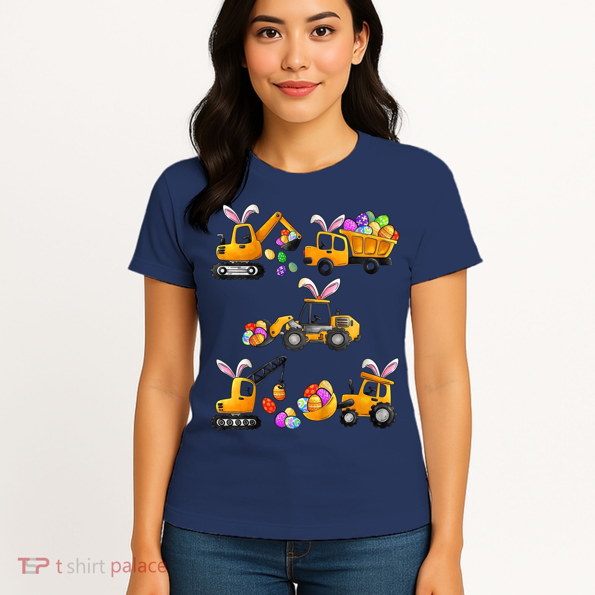 Easter day Bunny Construction Trucks Funny Boy Women's T-Shirt
