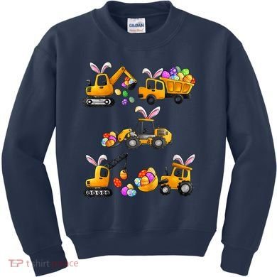 Easter day Bunny Construction Trucks Funny Boy Kids Sweatshirt