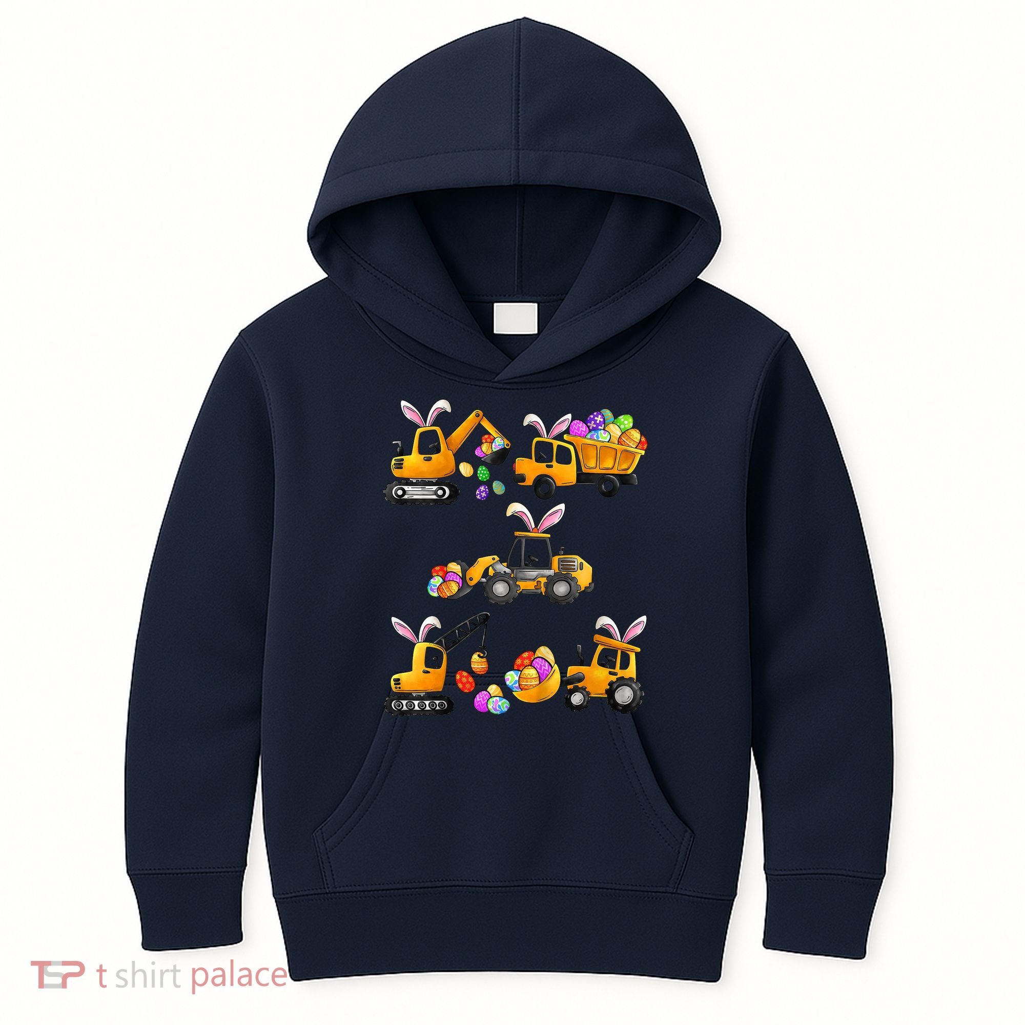 Easter day Bunny Construction Trucks Funny Boy Kids Hoodie