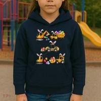 Easter day Bunny Construction Trucks Funny Boy Kids Hoodie thumb 3