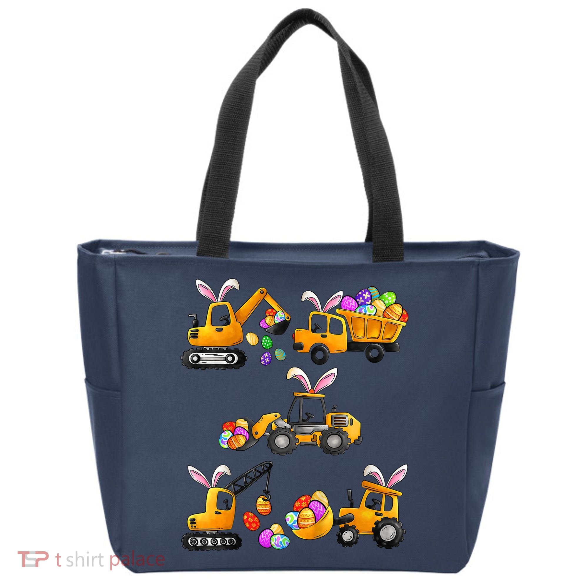 Easter day Bunny Construction Trucks Funny Boy Tote Bag