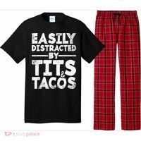 Easily Distracted By Tits And Tacos Adult Humor Gift Pajama Set thumb 0