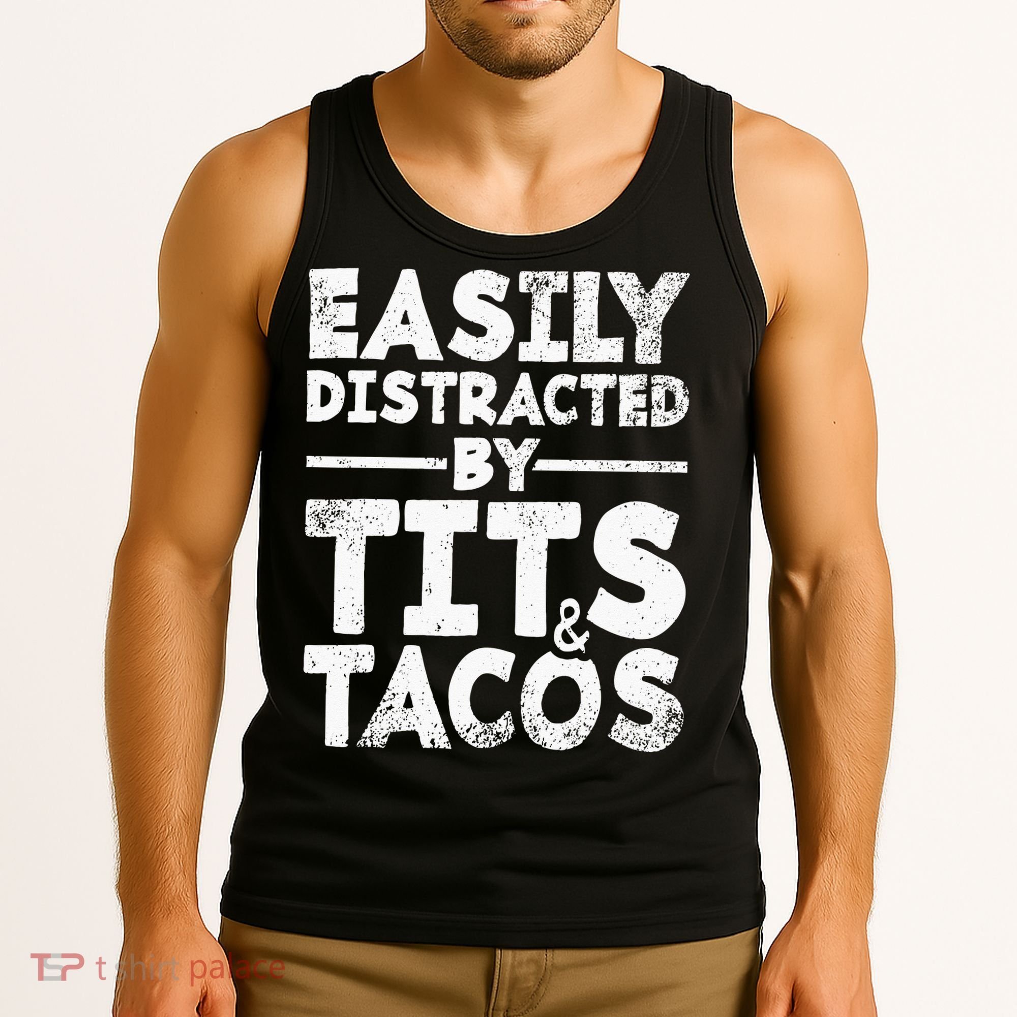 Easily Distracted By Tits And Tacos Adult Humor Gift Tank Top