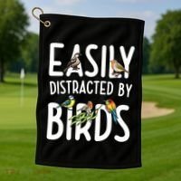 Easily Distracted By Birds Golf Towel thumb 1