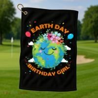 Earth Day Birthday Planet April 22nd Bday Environt Gift Golf Towel thumb 1