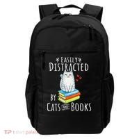 Easily Distracted By Cats And Books Funny Cat & Book Lover Backpack thumb 0