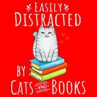 Easily Distracted By Cats And Books Funny Cat & Book Lover Santa Hat thumb 1