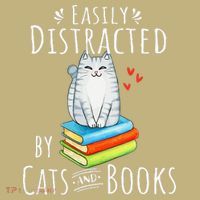 Easily Distracted By Cats And Books Funny Cat & Book Lover Kids T-Shirt thumb 2