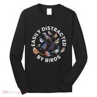 Easily Distracted By Birds Birdwatching Bird Owner Long Sleeve Shirt thumb 0