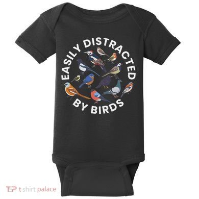 Easily Distracted By Birds Birdwatching Bird Owner Baby Bodysuit