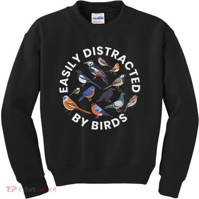 Easily Distracted By Birds Birdwatching Bird Owner Kids Sweatshirt