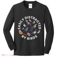 Easily Distracted By Birds Birdwatching Bird Owner Kids Long Sleeve Shirt thumb 0