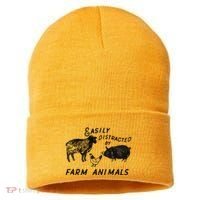 Easily Distracted By Farm Animals Sustainable Knit Beanie thumb 0