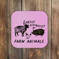 Easily Distracted By Farm Animals Coaster thumb 0