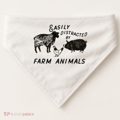 Easily Distracted By Farm Animals USA-Made Doggie Bandana