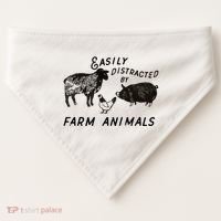 Easily Distracted By Farm Animals USA-Made Doggie Bandana thumb 0