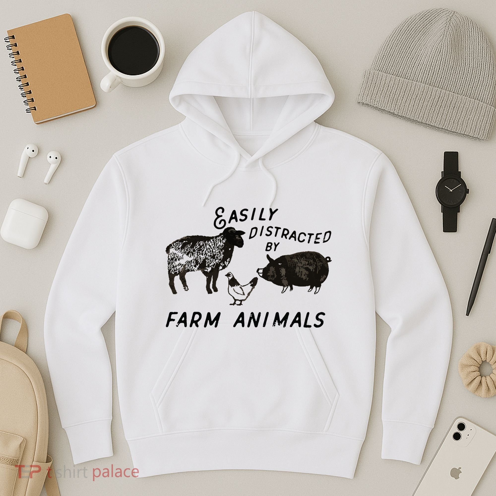 Easily Distracted By Farm Animals Hoodie