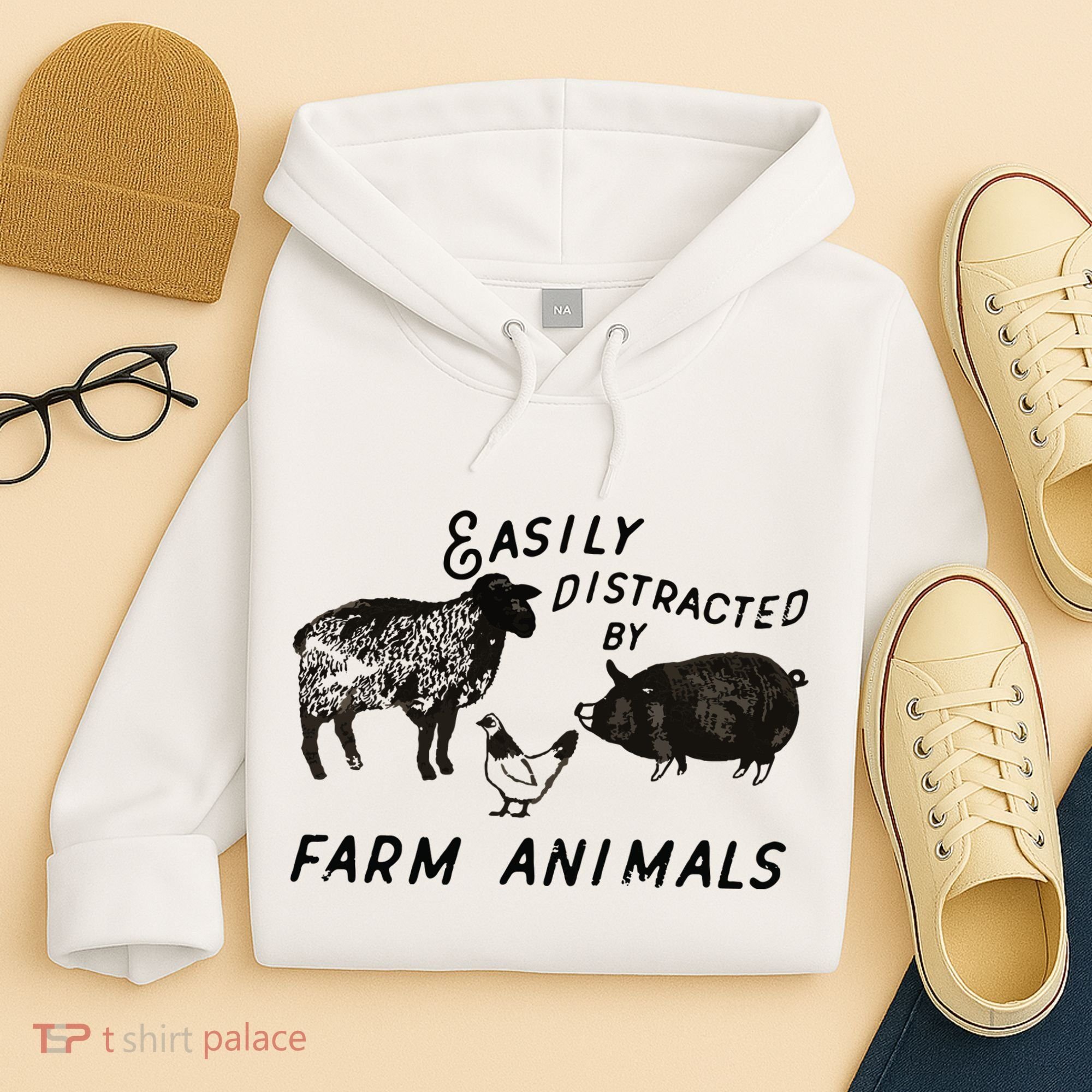 Easily Distracted By Farm Animals Hoodie