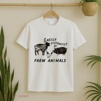 Easily Distracted By Farm Animals T-Shirt thumb 2