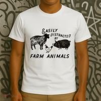 Easily Distracted By Farm Animals T-Shirt thumb 3