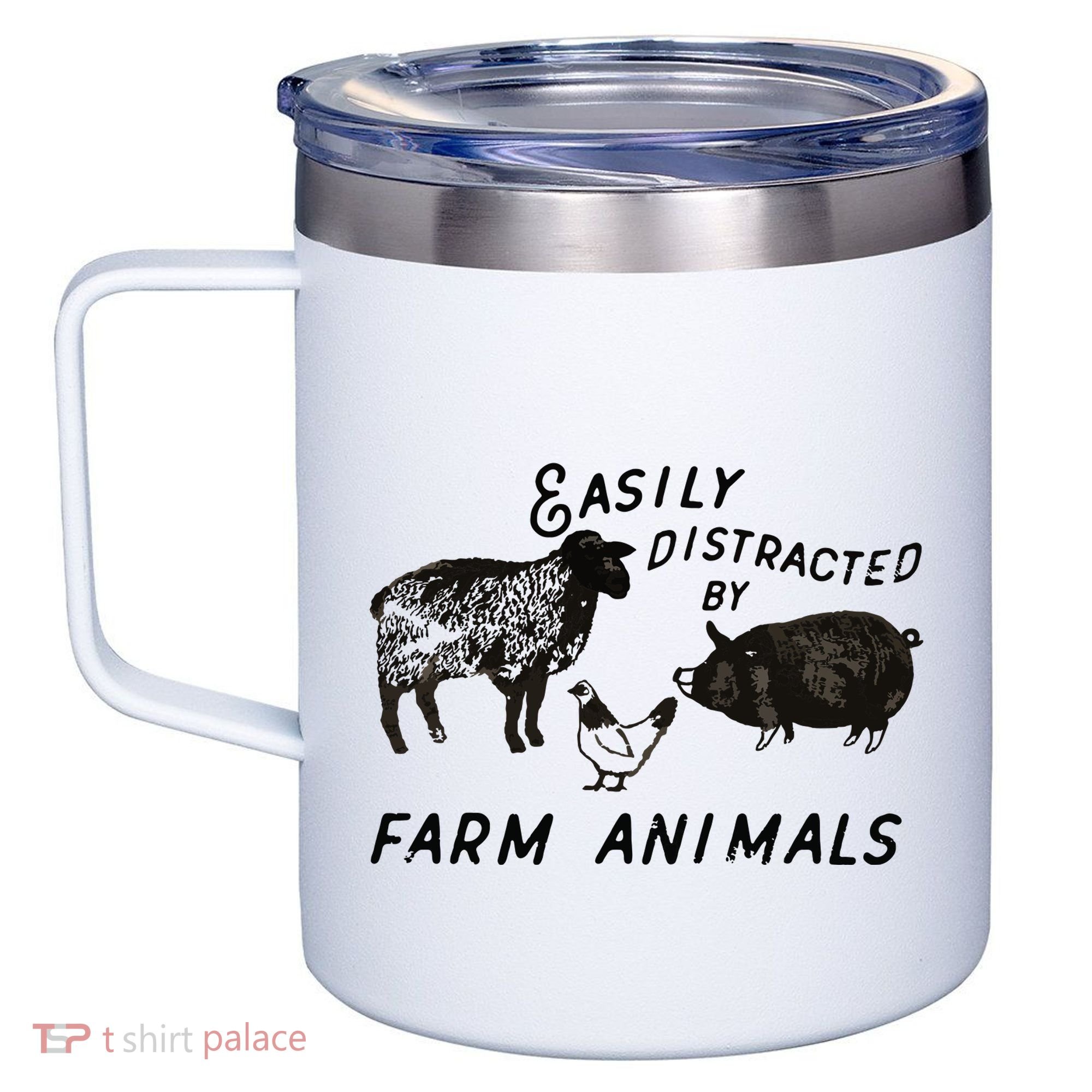 Easily Distracted By Farm Animals 12oz Stainless Steel Coffee Mug