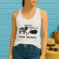 Easily Distracted By Farm Animals Women's Tank Top thumb 2