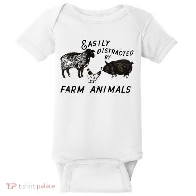 Easily Distracted By Farm Animals Baby Bodysuit