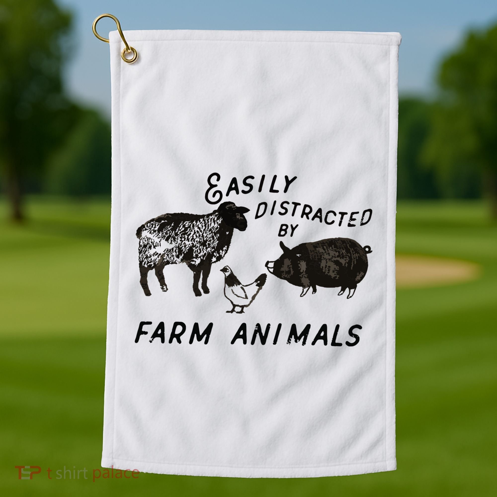 Easily Distracted By Farm Animals Golf Towel