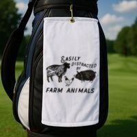 Easily Distracted By Farm Animals Golf Towel thumb 2