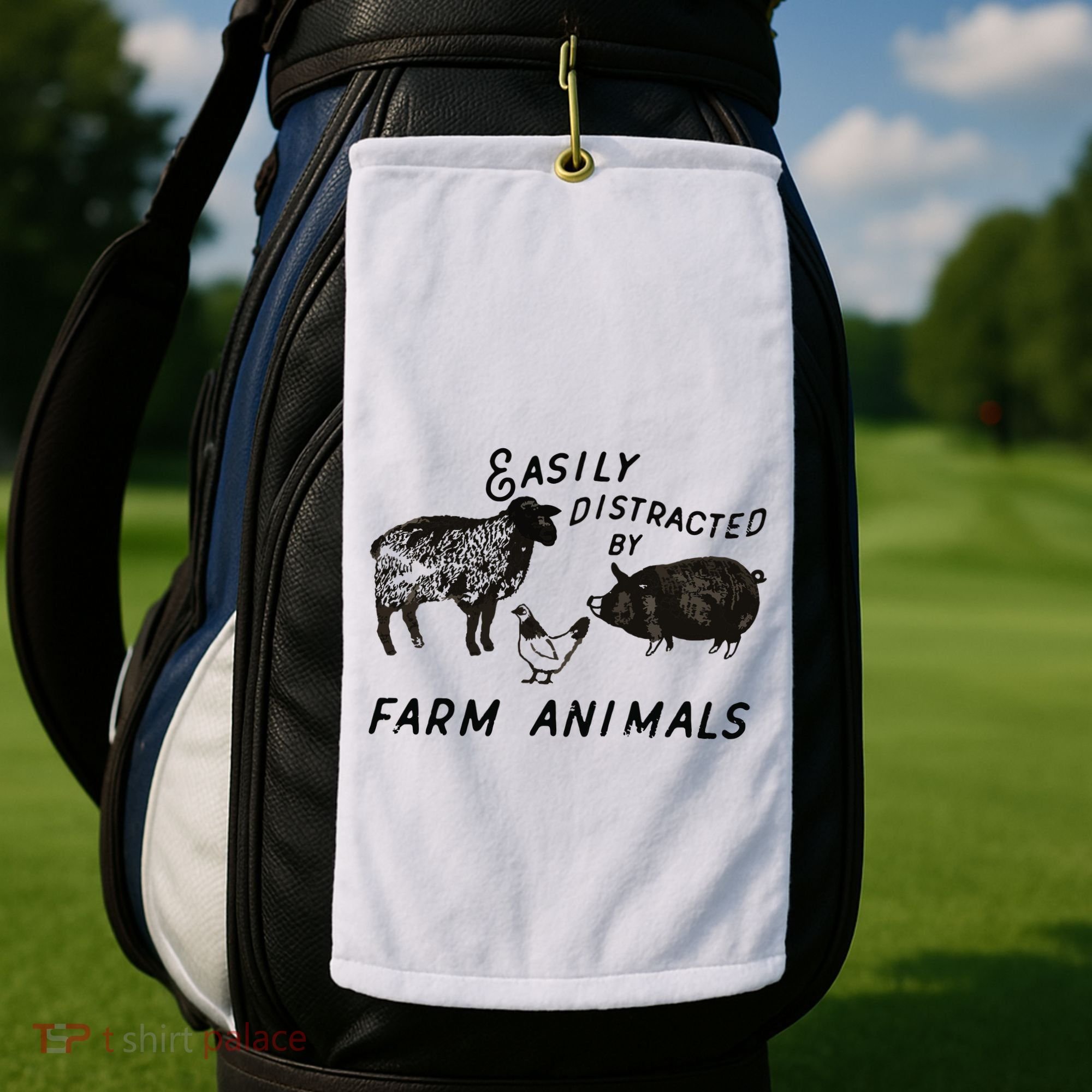 Easily Distracted By Farm Animals Golf Towel