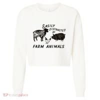 Easily Distracted By Farm Animals Cropped Pullover Crew thumb 0