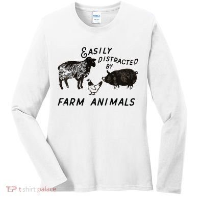 Easily Distracted By Farm Animals Women's Long Sleeve Shirt