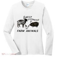 Easily Distracted By Farm Animals Women's Long Sleeve Shirt thumb 0