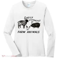 Easily Distracted By Farm Animals Women's Long Sleeve Shirt thumb 0