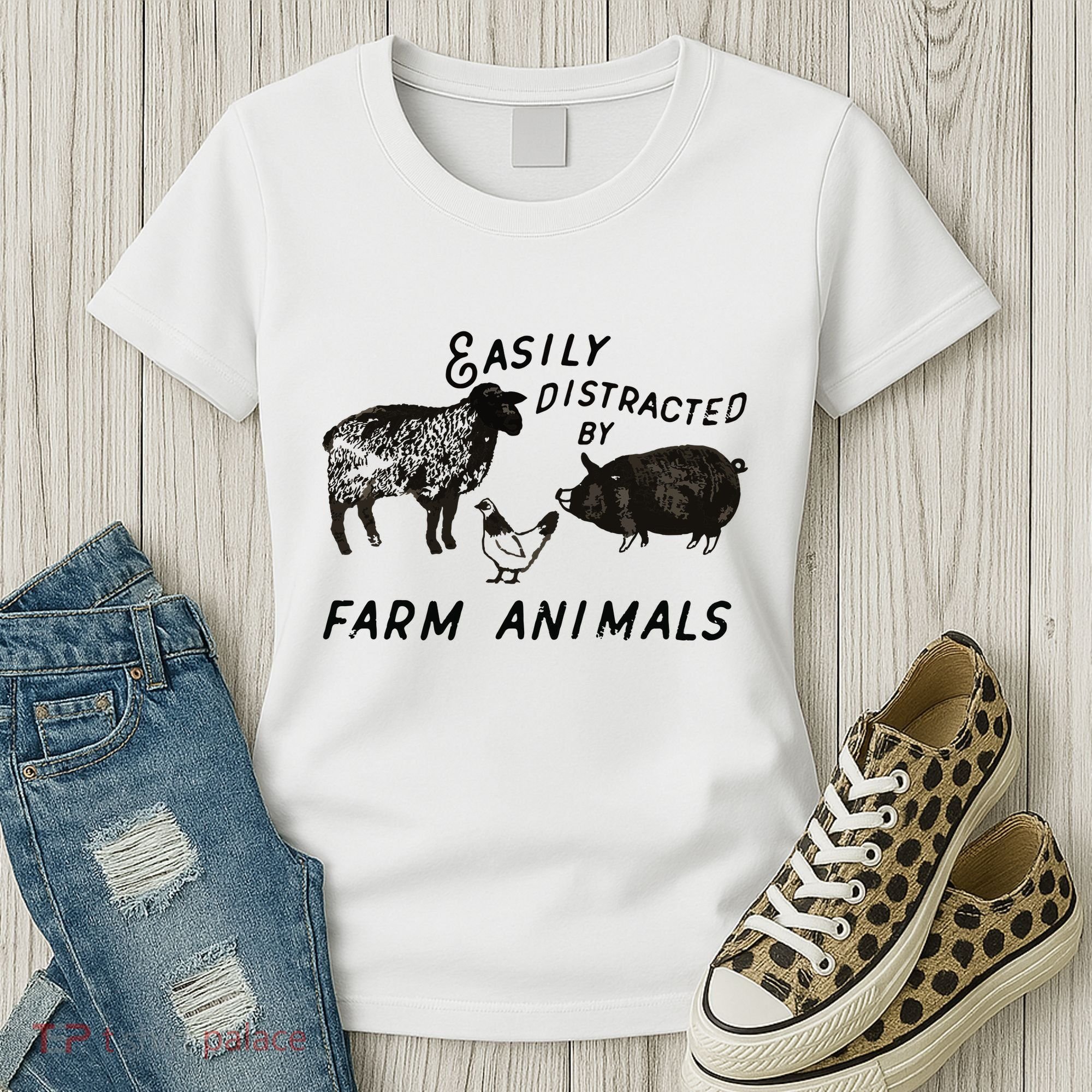Easily Distracted By Farm Animals Women's T-Shirt