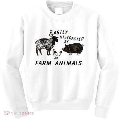 Easily Distracted By Farm Animals Kids Sweatshirt