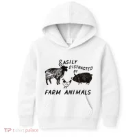 Easily Distracted By Farm Animals Kids Hoodie thumb 0