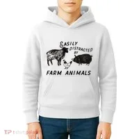 Easily Distracted By Farm Animals Kids Hoodie thumb 4