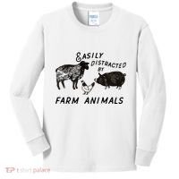 Easily Distracted By Farm Animals Kids Long Sleeve Shirt thumb 0