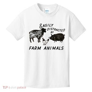Easily Distracted By Farm Animals Kids T-Shirt