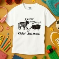 Easily Distracted By Farm Animals Kids T-Shirt thumb 3