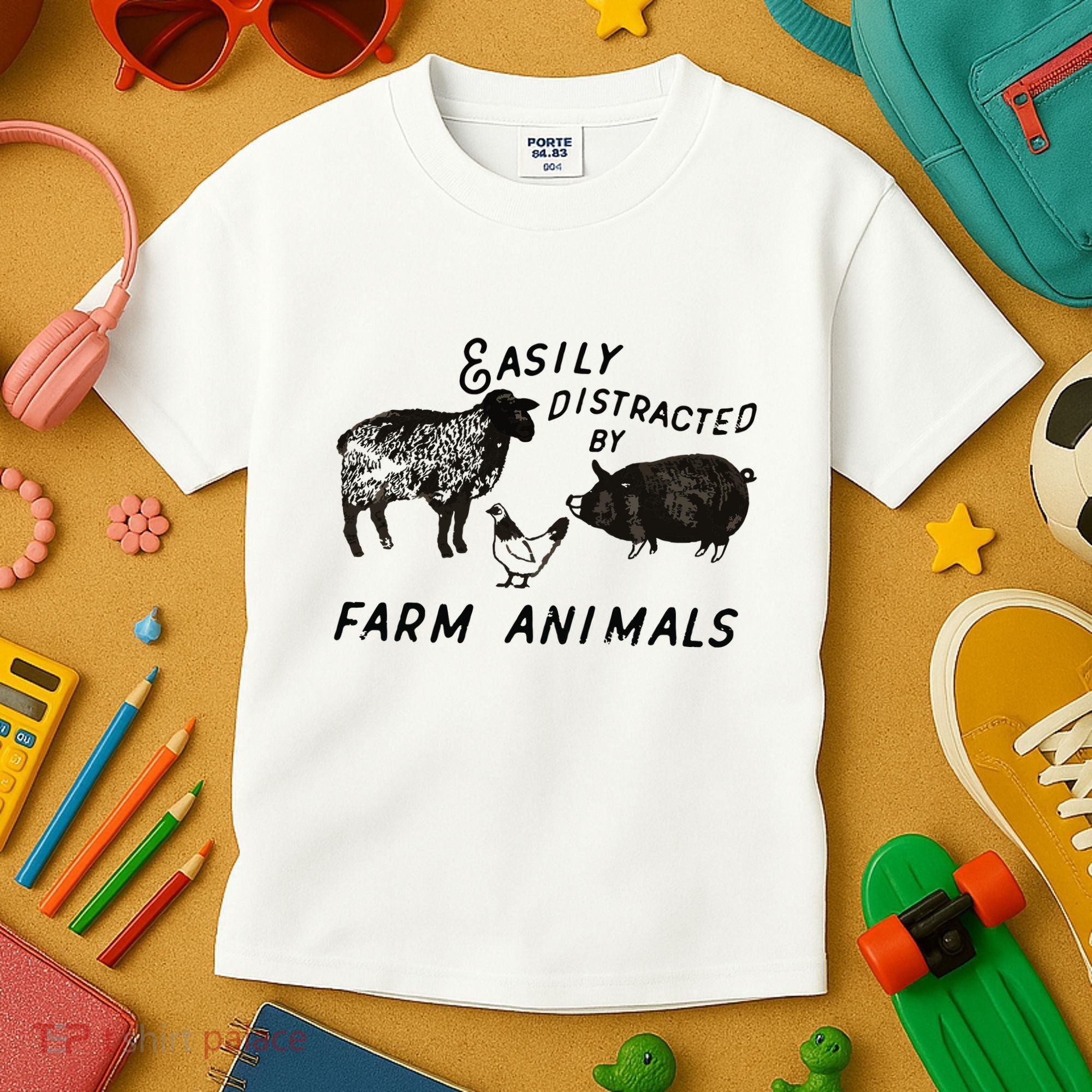 Easily Distracted By Farm Animals Kids T-Shirt