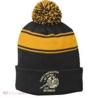 Easily Distracted By Music And Bourbon Skeleton Stripe Pom Pom Beanie thumb 0
