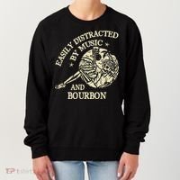 Easily Distracted By Music And Bourbon Skeleton Women's Sweatshirt thumb 0